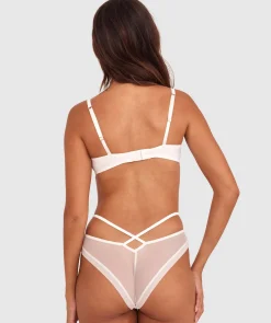 Vamp Strung Up High Leg Brazilian Knicker - Ivory