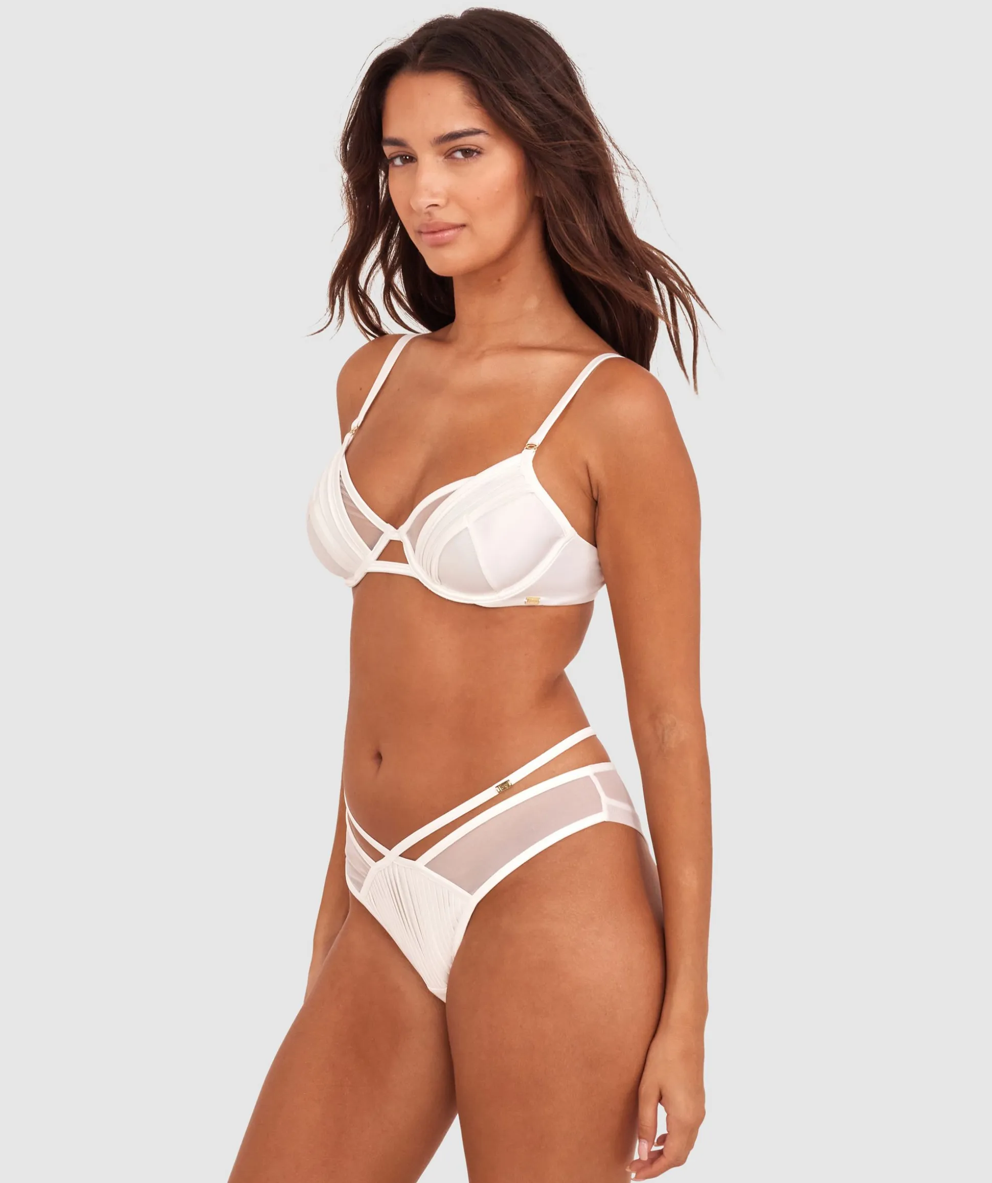 Vamp Strung Up High Leg Brazilian Knicker - Ivory