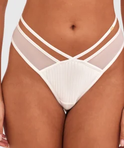 Vamp Strung Up High Leg Brazilian Knicker - Ivory