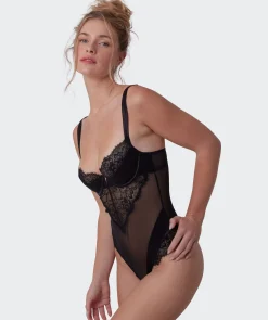 Vamp Two Can Play Push Up Bodysuit - Black