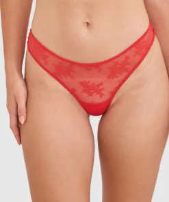 Vera High Leg Brazilian Knicker - Light Red