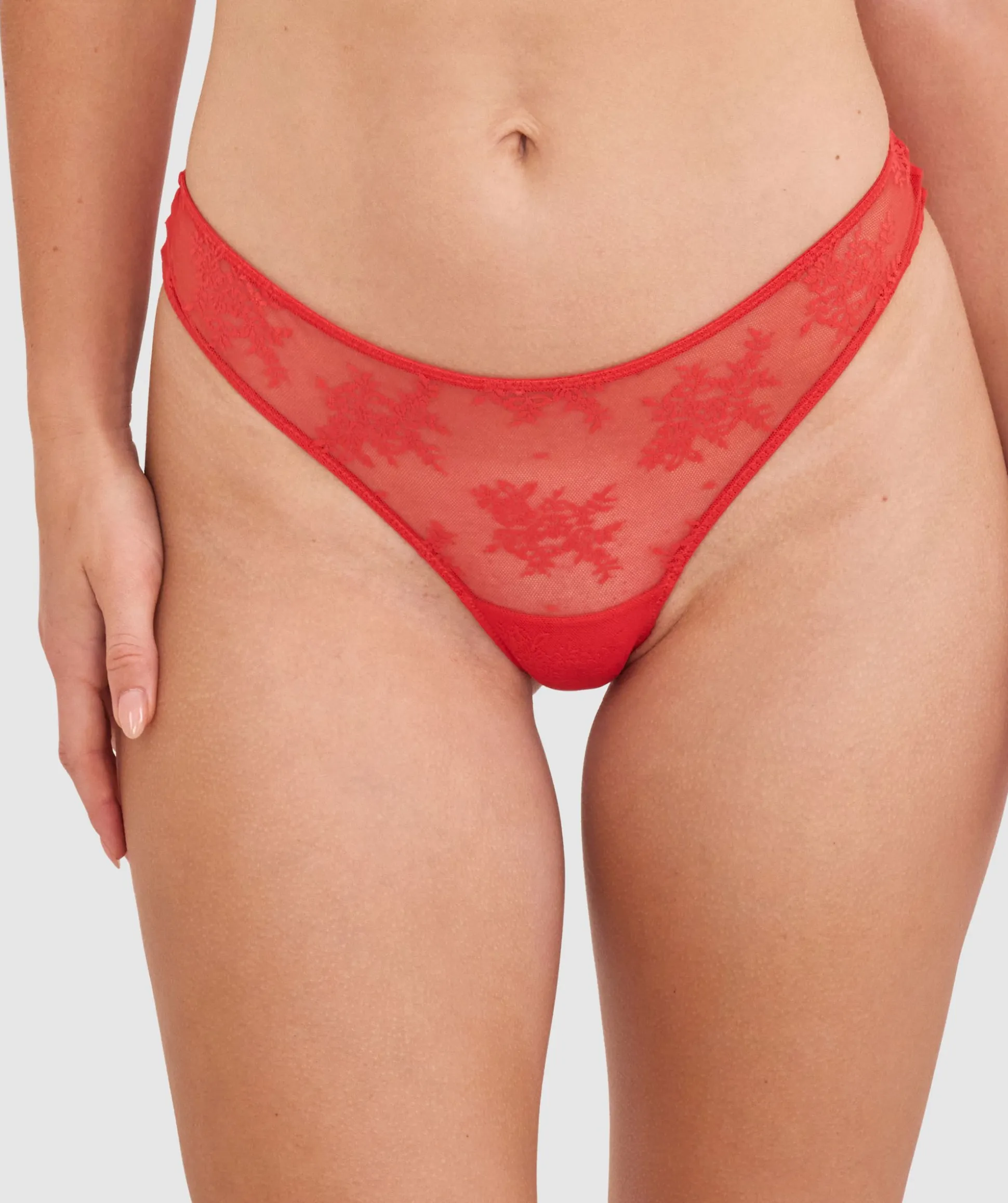 Vera High Leg Brazilian Knicker - Light Red