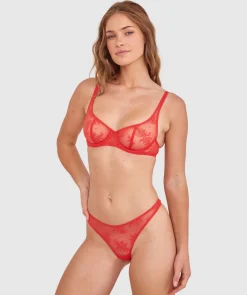 Vera Unlined Demi Bra - Light Red